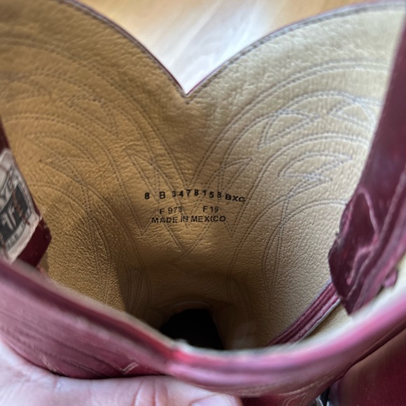 Frye Women's Billy Harness Western Boots in burgundy and brown leather - Picture 6 of 9